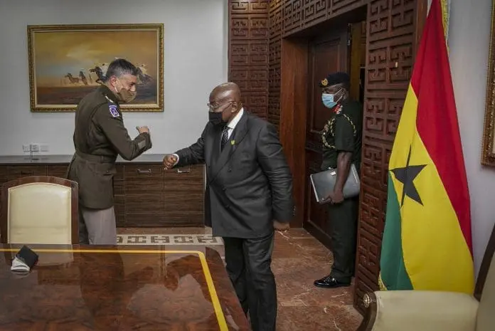 Gen. Stephen Townsend, commander, U.S. Africa Command with President of Ghana Nana Akufo-Addo, as part of a two-day visit Feb 23-24. Gen. Stephen Townsend, commander, U.S. Africa Command with President of Ghana Nana Akufo-Addo, as part of a two-day visit Feb 23-24.