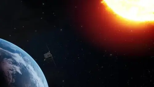 A simulated image of China's first solar observation satellite "Xihe." (Photo courtesy of Shanghai Academy of Spaceflight Technology) A simulated image of China's first solar observation satellite "Xihe." (Photo courtesy of Shanghai Academy of Spaceflight Technology)