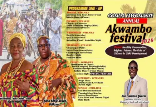 Gomoa Fawomanye Set for 2026 Akwambo Festival Celebrations