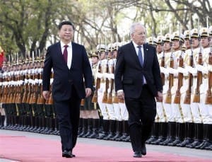 Chinese President Xi Jinping (L) holds a welcoming ceremony for Swiss President Johann Schneider-Ammann before their talks in Beijing, China, April 8, 2016. [Xinhua/Ding Lin]